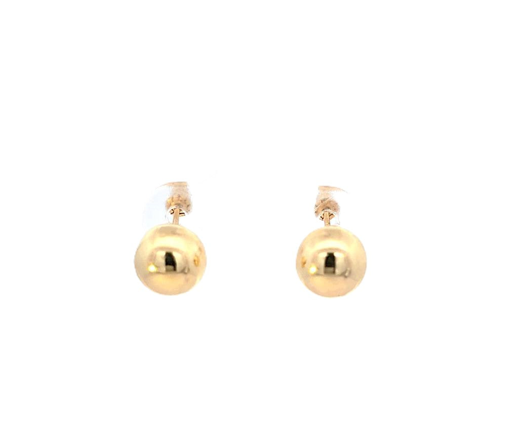 14K Real Gold 8MM Round Ball Bead Stud Earrings