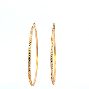 10K Real Gold Diamond Cut Round Tube Hoop Earrings for Girls/Women