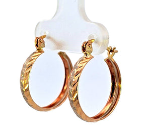 10K Real Gold Tri Color Fancy Round Hoop Earrings for Girls/Women