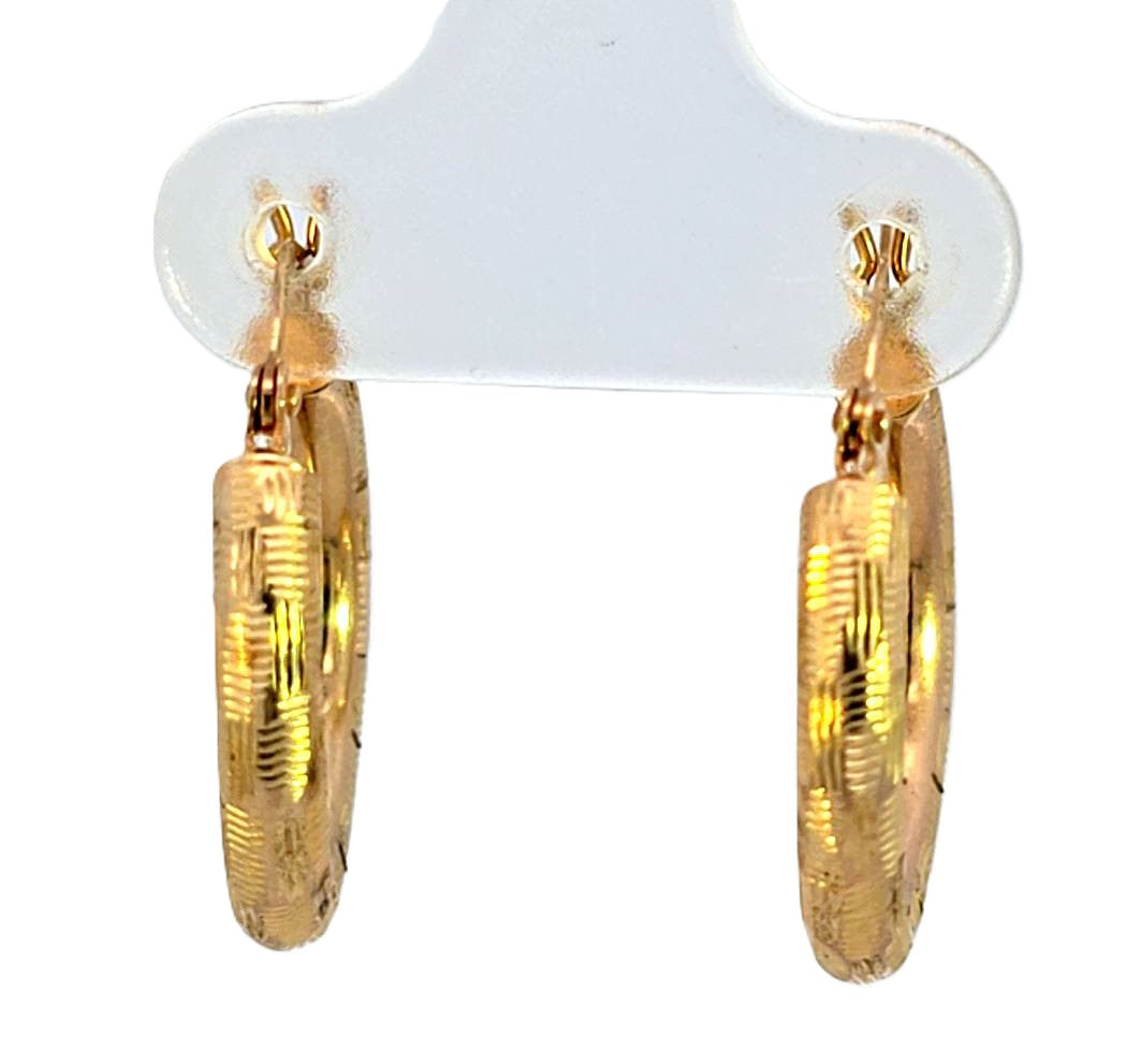 10K Real Gold Thick Tube Round Hoops Earrings for Girls/Women