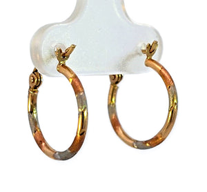 10K Real Gold Tri Color Fancy Hoop Earrings for Girls/Women