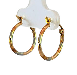 10K Real Gold Tri Color Fancy Hoop Earrings for Girls/Women