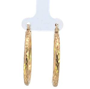 10K Real Gold Diamond Cut Fancy Hoop Earrings for Girls/Women