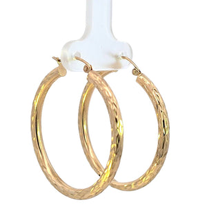 10K Real Gold Diamond Cut Fancy Hoop Earrings for Girls/Women