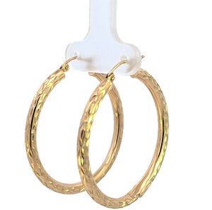 10K Real Gold Diamond Cut Fancy Hoop Earrings for Girls/Women