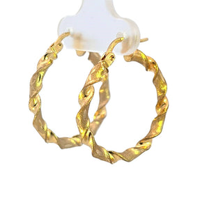 10K Real Gold Twisted Small Hoop Earrings for Girls/Women