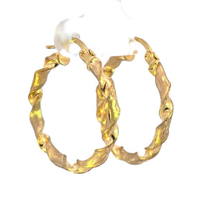 10K Real Gold Twisted Small Hoop Earrings for Girls/Women