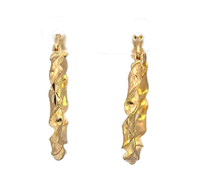 10K Real Gold Twisted Small Hoop Earrings for Girls/Women