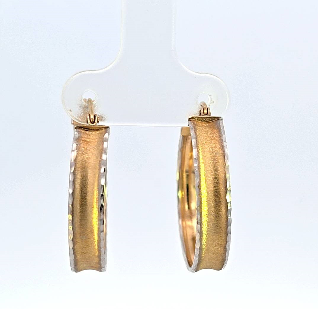 10K Real Gold Two Tone Round Hoop Earrings for Girls/Women