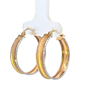 10K Real Gold Two Tone Round Hoop Earrings for Girls/Women