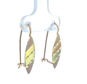 10K Real Gold Tri Color Leaf Hoop Earrings for Girls/Women