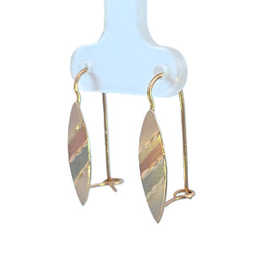 10K Real Gold Tri Color Leaf Hoop Earrings for Girls/Women