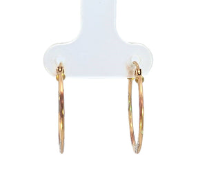 10K Real Gold Tri Color Fancy thin Hoop Earrings for Girls, Women's