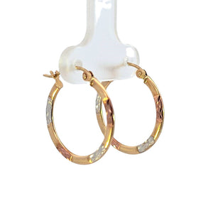 10K Real Gold Tri Color Fancy thin Hoop Earrings for Girls, Women's