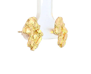 10K Real Gold Diamond Cut Nugget Stud Push Back Small Earrings