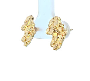 10K Real Gold Diamond Cut Nugget Stud Push Back Small Earrings