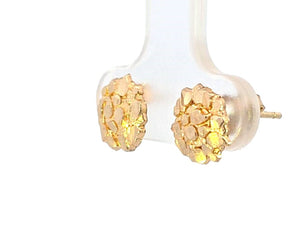 10K Real Gold 10MM Diameter Round Nugget Hip Hop Style Stud Earrings