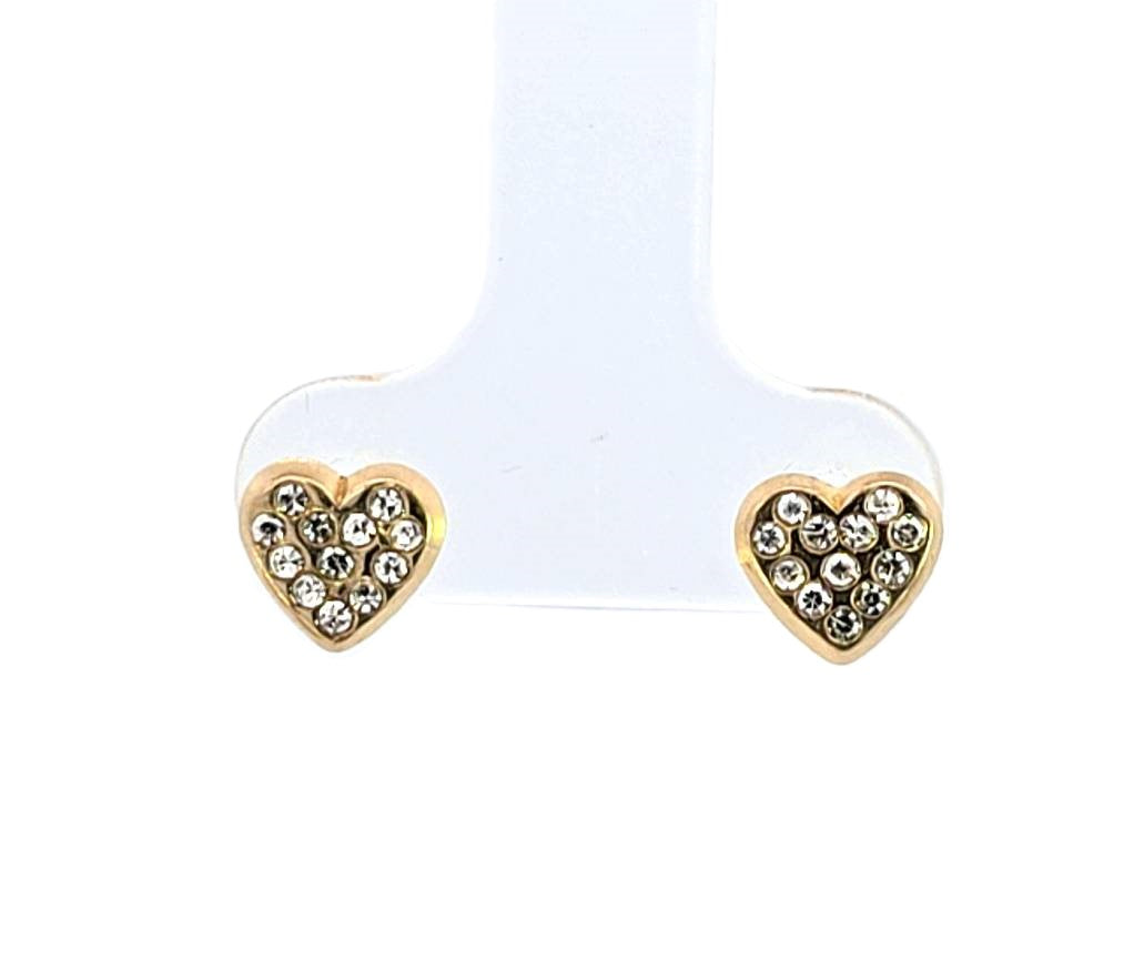 10K Real Gold Heart CZ Small (baby) Earrings