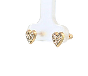 10K Real Gold Heart CZ Small (baby) Earrings