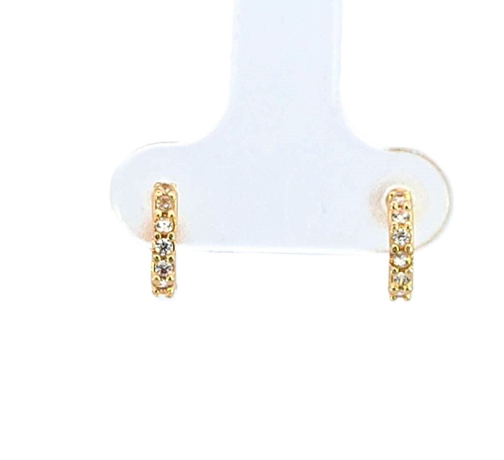 10K Real Gold Semi Circle CZ Round Baby Earrings