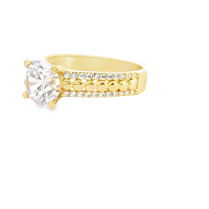 10K Real Gold Round CZ  Soliatire Ring for Women's