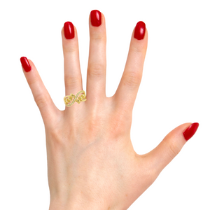 10K Real Gold Heart CZ Fancy Ring for Women