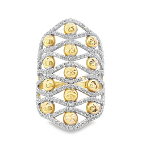 10K Real Gold Fancy CZ Oval Shape Ring for Women