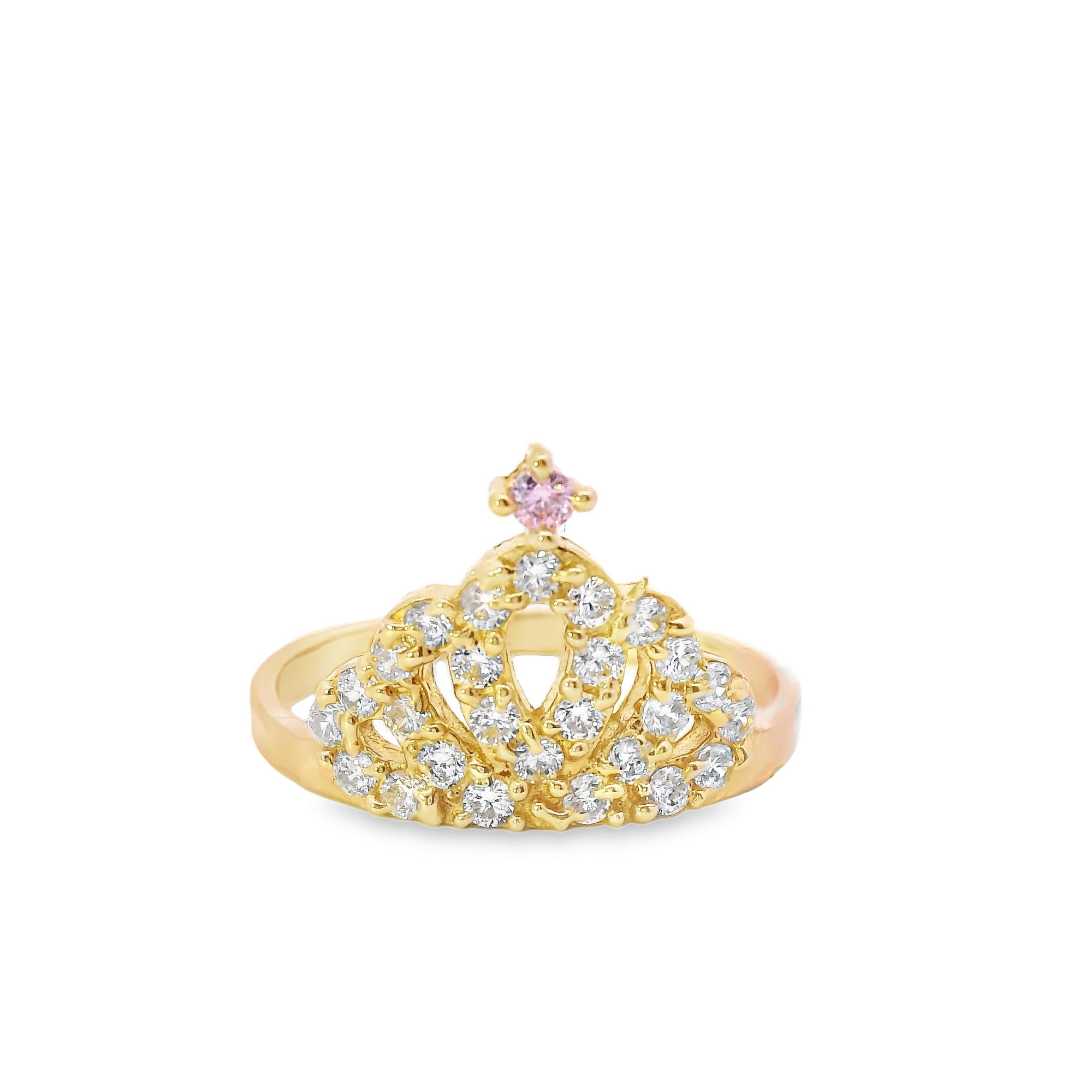 10K Real Gold Tiara Crown CZ Ring for Women