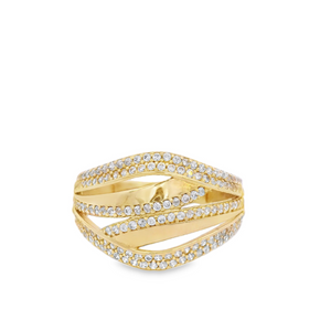 10K Real Gold CZ Fancy Round Ring for Women