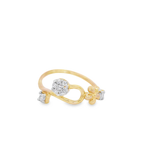 10K Real Gold Fancy Flower CZ Ring for Women