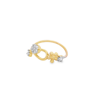 10K Real Gold Fancy Flower CZ Ring for Women