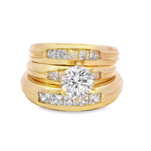 10K Real Gold Trio Set Solitaire CZ Ring for Women