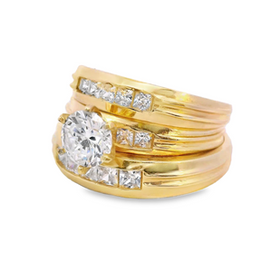 10K Real Gold Trio Set Solitaire CZ Ring for Women