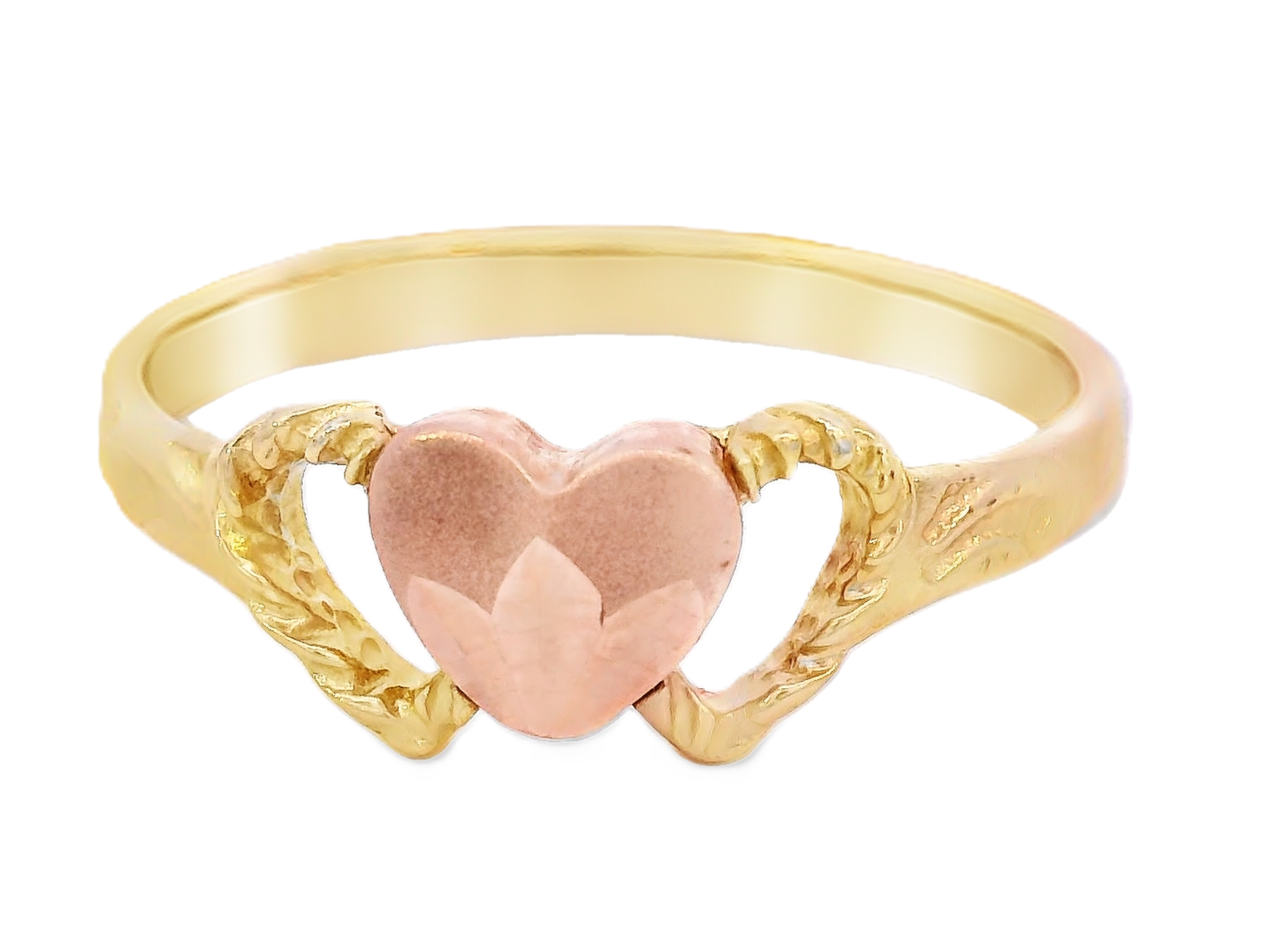 10K Real Gold Two Tone Heart Fancy Ring for Women