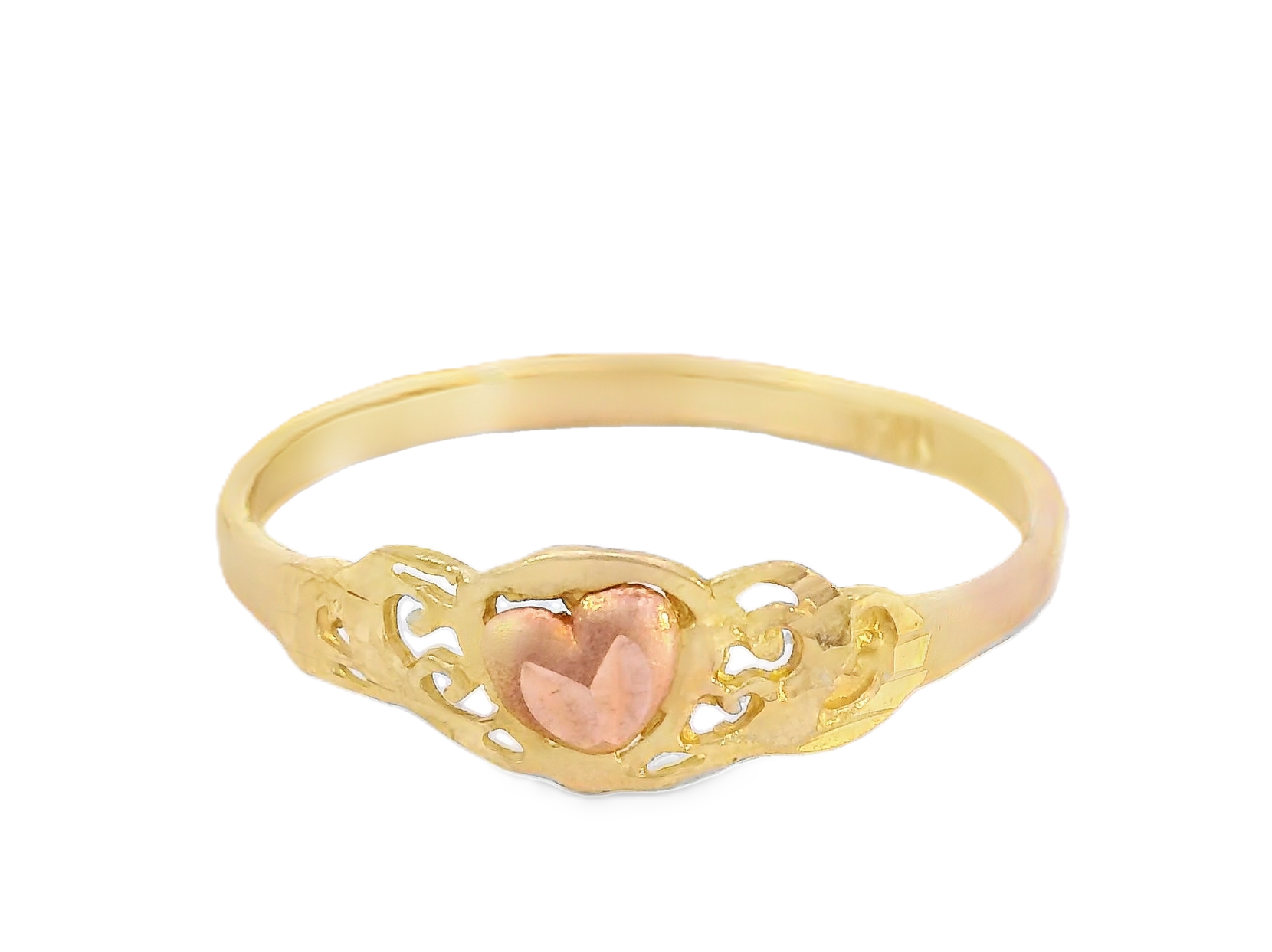 10K Real Gold Two Tone Fancy Heart Ring for Women