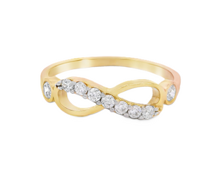 10K Real Gold CZ Infinity Fancy Ring for Women