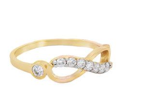 10K Real Gold CZ Infinity Fancy Ring for Women