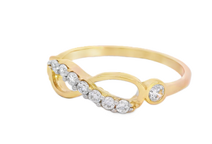 10K Real Gold CZ Infinity Fancy Ring for Women