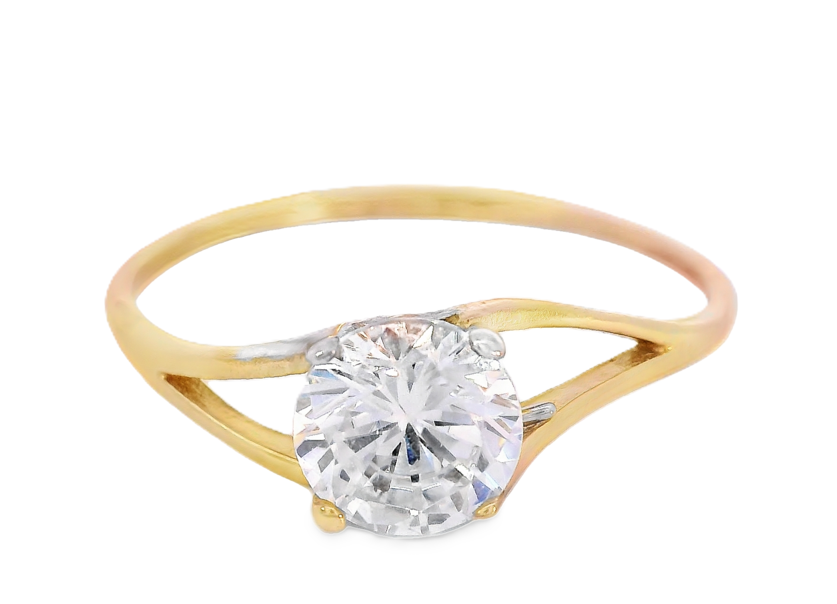 10K Real Gold CZ Solitaire Ring for Women