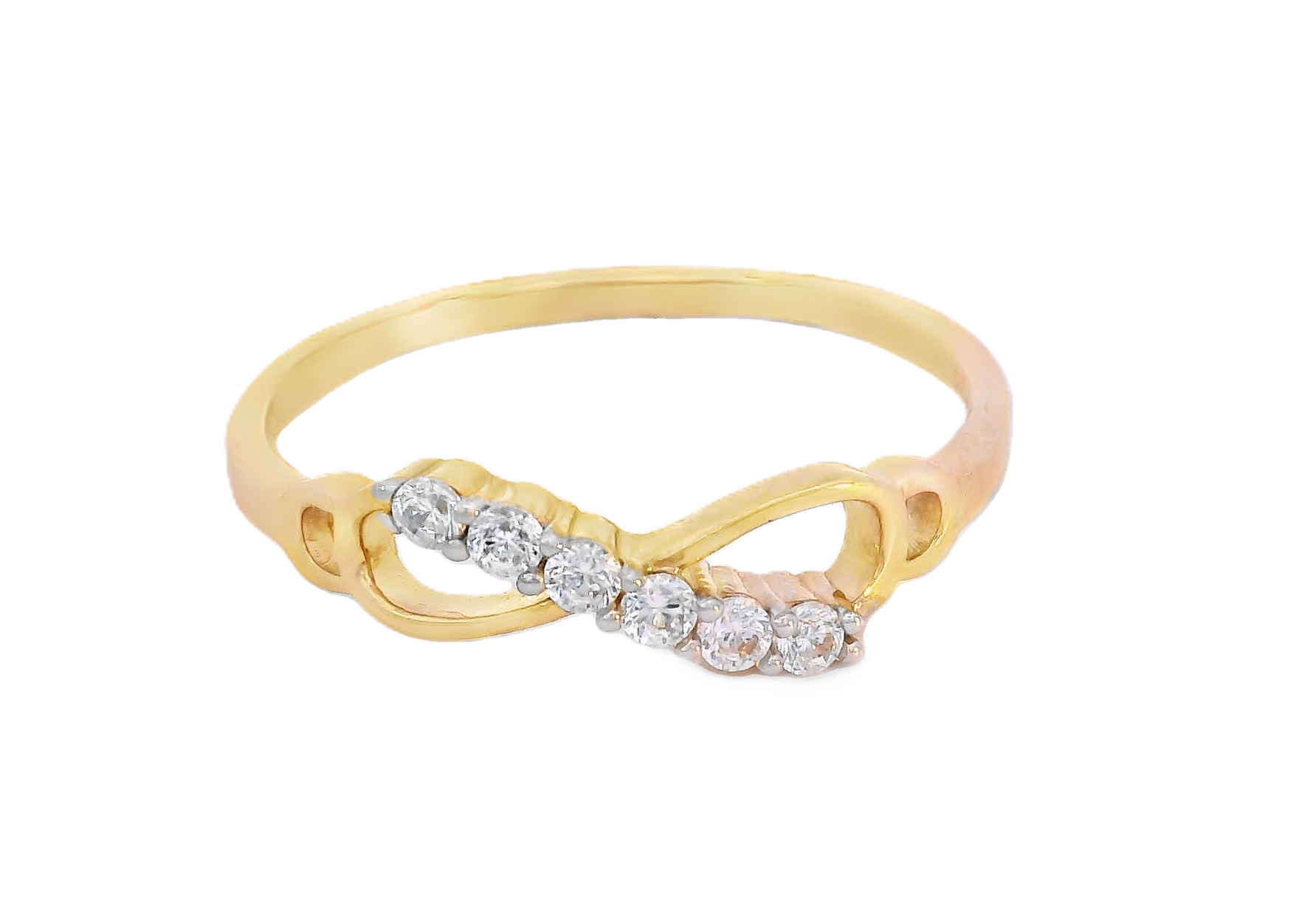 10K Real Gold CZ Infinity  Ring for Women