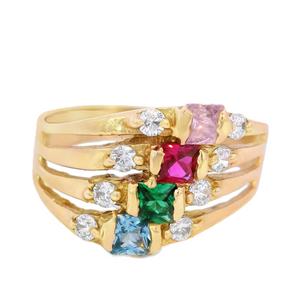 14K Stackable Ring with Multi Color Stone Ring for Women