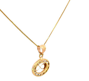 14K Real Gold Infinity with CZ Oval Small Charm with Box Chain