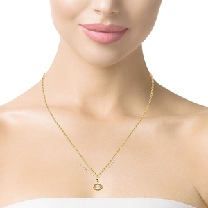 14K Real Gold Infinity with CZ Oval Small Charm with Box Chain