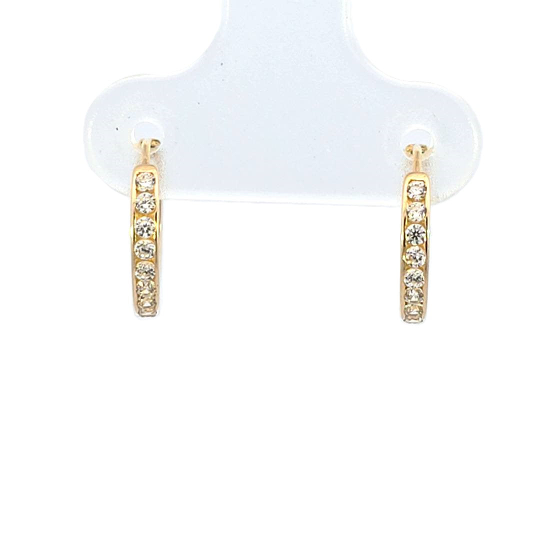 10K Real Gold CZ Small Huggie Hoop Earrings - GDI11.5