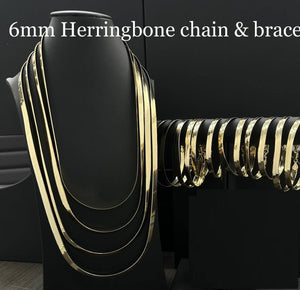 Real 10K Yellow Gold Herringbone Chains For Men / Women - Gifts For Him / Her