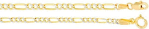 Real 925 Made In Italy Sterling Silver Gold Plated Two Tone Figaro Chain 2.5 mm For Men / Women