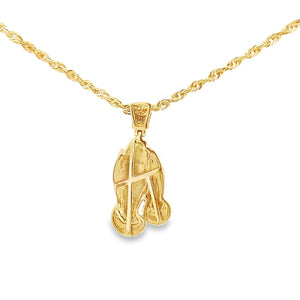 10K Real Gold Folding Hands Charm With 0.60 Ct Diamond