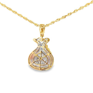 10K Real Gold Money Bag Charm With 0.65 Ct Diamond