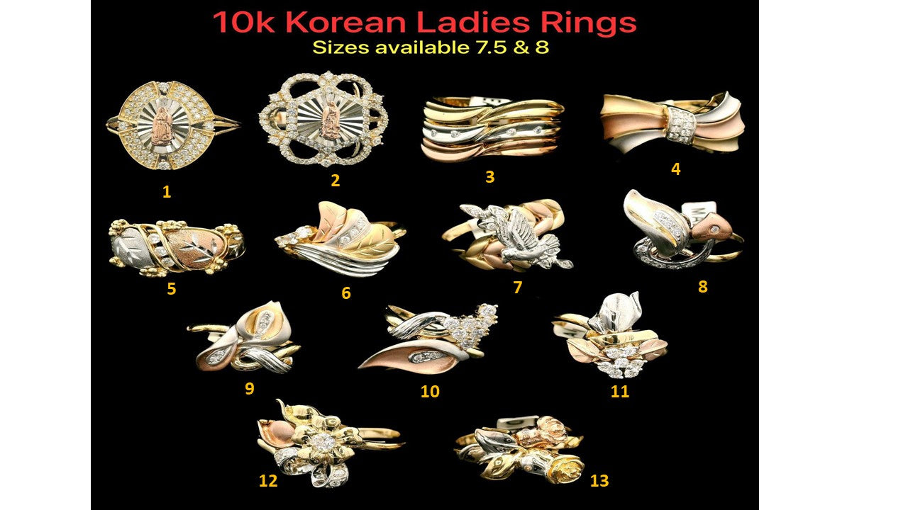 10k Real Gold Fancy Tri Color Rings