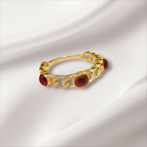 10K Real Gold Evil Eye Ring For Women, Girls